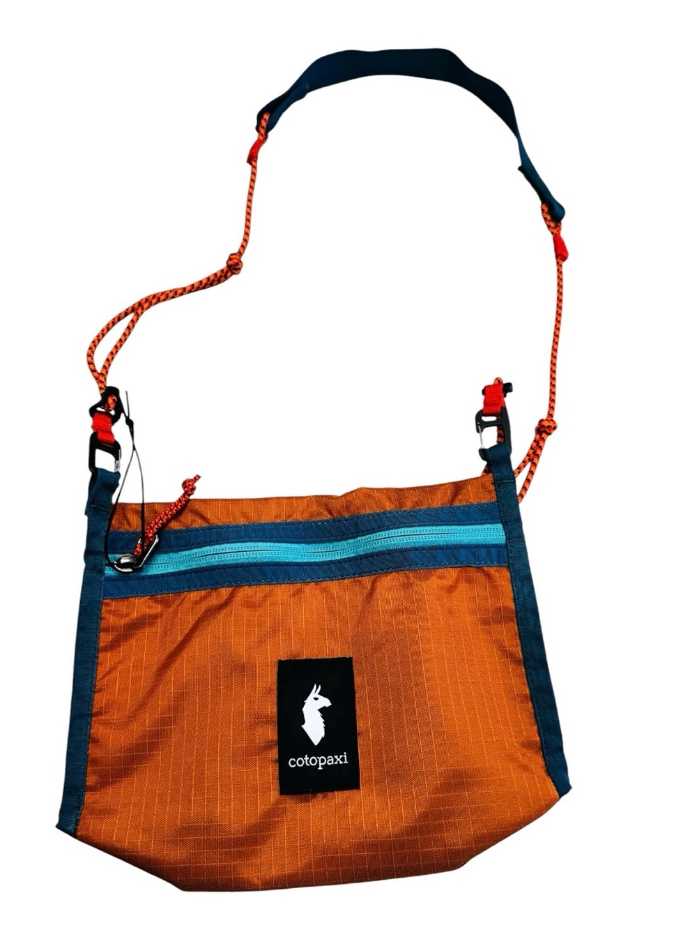 Coachtopia Cotopaxi Orange Nylon Messenger Sling Bag with Teal Zipper